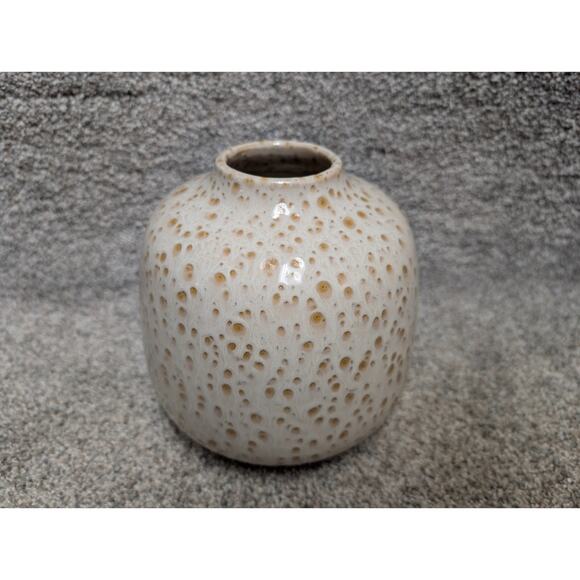 Vintage MCM pottery Vase Textured Cream Tan Pottery Lava Glaze Ceramic Brutalist - Picture 3 of 10